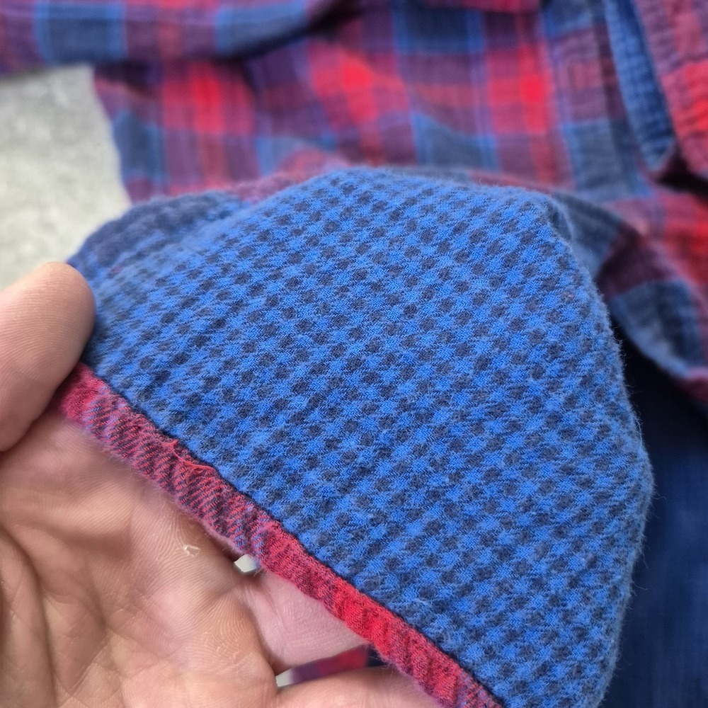 LL Bean Womens Flannel Shirt Medium Red Jewel Double Knit Button Up Outdoor Work - Picture 7 of 11